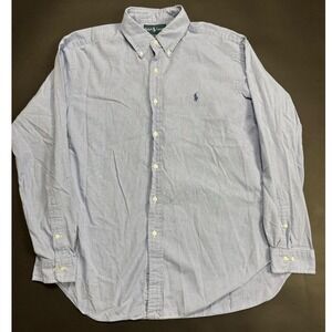 Ralph Lauren Classic Fit Oxford Button Down Shirt Blue Gingham Men's Size 16 1/2